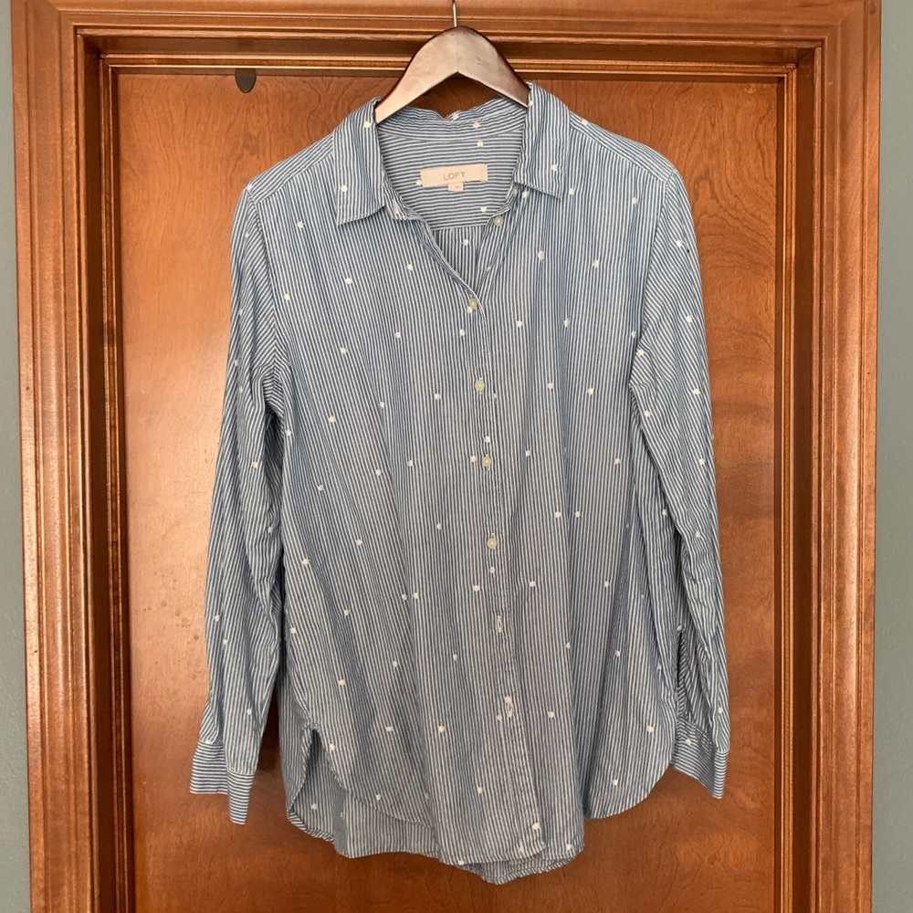LOFT striped polka dot button down shirt